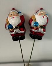 Vintage Plastic Twin Santa Clause Christmas Floral Picks picture