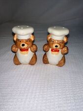 Chef Teddy Bear Salt Pepper Shakers 1980s Vintage picture