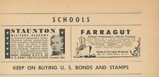 1951 Staunton Military Farragut Naval Training School US Bonds Vtg Print Ad OR1 picture