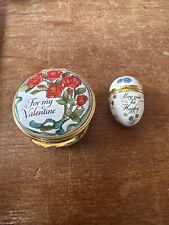 Halcyon Days Enamels Trinket Box 'For My Valentine' & 'May you be Happy' picture