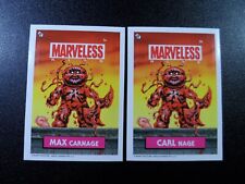 Marvel Carnage Woody Harrelson Marveless Kids 2 Card Set Garbage Pail Kids Spoof picture