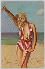 Woman Swimsuit Pinup Vintage Postcard Looking for a Catch picture