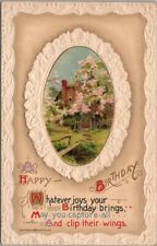 Vintage Winsch HAPPY BIRTHDAY Embossed Greetings Postcard House / Dated 1911 picture