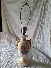 Antique Table Lamp Hand Painted Floral Victorian Gold Gilt picture