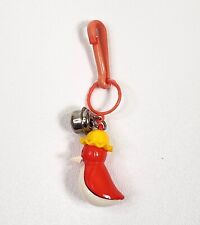 Vintage 1980s Plastic Bell Charm Bird With Hat For 80s Necklace picture