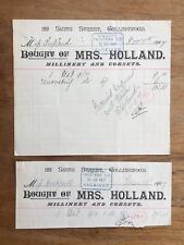 1907 2X MRS. HOLLAND MILLINERY & CORSETS 122 SMITH ST COLLINGWOOD RECEIPTS P61A picture