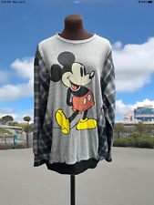 Mickey Mouse Upcycled T-Shirt / Flannel Oversized Sweatshirt Style Top picture