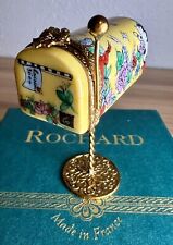 Rochard Limoges France Porcelain Trinket Box Mailbox Metal Stand Hand Painted picture