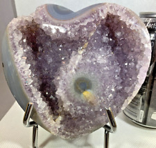 AMETHYST HEART (240305B) OPEN FACE WITH LILAC CRYSTAL POINTS + POLISHESHED EYE picture