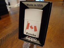 CANADA FLAG CANADIAN FLAG SATIN CHROME ZIPPO LIGHTER MINT IN BOX 2020 picture