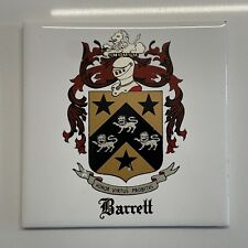Vintage Barrett Coat of Arms / Family Crest Art Tile Plaque 6” picture