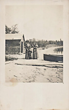 CASS LAKE MINNESOTA?-WOMAN & INDIAN SCHOOL COOK~1910 REAL PHOTO POSTCARD picture