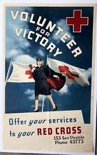 Authentic 1940's WWII Poster- Red Cross Recruiting Volunteers w/ Red Cross Nurse picture