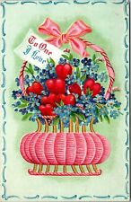 1911 Valentines Day To One I Love Bouquet Hearts Embossed Vintage Postcard picture