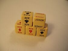 Vintage Rare Set of Bakelite Poker Dice Joker, Blank Wild Card All four Suits  picture