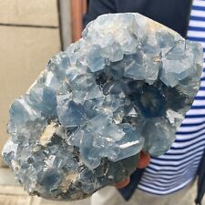 7.01LB Natural Beautiful Blue Celestite Crystal Geode Cave Mineral Specimen picture