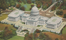Aerial View of the US Capitol in Washington DC White Border Vintage Post Card picture