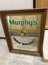 Murphy’s Irish Whiskey Blended Glass Mirror Bar Sign - Rare.  20.5 X 16.5 picture