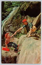 Greetings From Boonsboro MD Postcard Father Helps Son Climb Rock on Fishing Trip picture