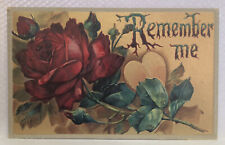 DR JIM STAMPS US POSTCARD REMEMBER ME GREETING EMBOSSED RED ROSE FLOWER. (133) picture