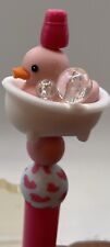 Beaded Ballpoint Pen..pink Rubber Ducky In Tub.free Ink Refills picture