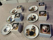 Vintage Norman Rockwell Coffee Cups/Mugs And Matching Plates 1982  1983 NIB picture