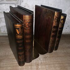 Pair Faux Books Bookends Sarred LTD Shelf Display Holder Brass 10.5” Heavy picture