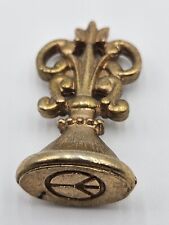 Vintage Brass Ornate Design Wax Press Seal Peace Emblem Symbol Gold Tone  Letter picture