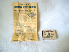 Antique 1900s EW Grove Bromo Quinine Laxative Box Quack Medicine Empty W/Insert picture