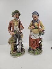 Vintage Ardco Large Porcelain Farmer & Wife Figurines  picture