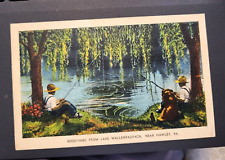 Hawley PA-, Greetings from Lake Wallenpaupack, Vintage Postcard-Boys fishing picture