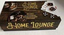 Home Lounge Boxed Game 6 Black Dice, 2 Rock Glasses, Standard Deck of Cards picture