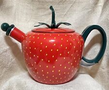 Vintage COPCO 0806 fun retro cute red enamel strawberry whistling tea kettle picture