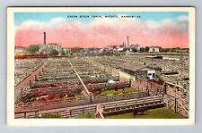 Wichita KS-Kansas, Union Stock Yards, Antique Vintage Souvenir Postcard picture