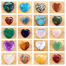Wholesale 10PCS 20mm Natural Crystal Quartz Gem Carved Heart Shaped Healing Love picture