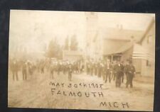REAL PHOTO FALMOUTH MICHIGAN DOWNTOWN STREET PARADE 1908 POSTCARD COPY picture