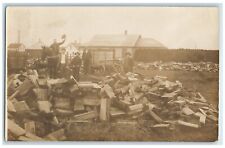 c1910's Splitting Logs Lumber Horse Scene RPPC Photo Unposted Antique Postcard picture