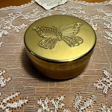 Vintage Small Round Embossed Butterfly Trinket Box picture