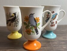 VTG 1970's Fred Roberts Co Bird Pedestal Irish Coffee Cups Mugs 9 oz - Set of 3 picture