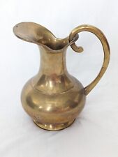 Vintage Solid Brass Pitcher Vase with Curved Handle picture