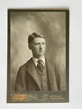 Antique Victorian Cabinet Card Photo Handsome Young Man Fremont, Nebraska picture