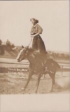 Cowgirl Tillie Baldwin at Pendleton Round-Up Oregon Rodeo RPPC c1910s Postcard picture