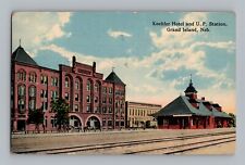 Postcard NE Grand Island Nebraska Koehler Hotel Union Pacific Station c1910s P26 picture