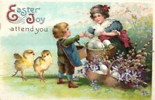 Postcard Easter German Girl Egg Salesperson Chicks 1911 picture