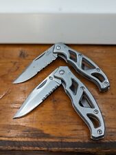 2 GERBER Mini Paraframe Pocket Knife Gray Knives Partially Serrated Edge picture