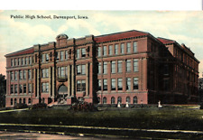 Antique Public High School Davenport Iowa Postcard 1912 picture