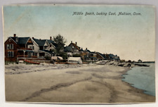 Middle Beach, Looking East, Madison, Connecticut CT Vintage Postcard picture
