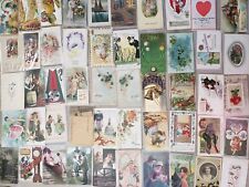 LOT of 50 HOLIDAY, BIRTHDAY GREETING, EASTER, CHRISTMAS, VAL, ETC, PC 1901-1915 picture
