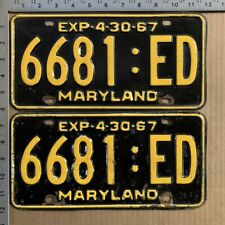 1967 Maryland truck license plate pair 6681-ED tough ORIGINAL PAINT 12521 picture