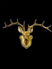 Vintage Brass Stag Head | Heavy Wall-mounted | 15-in. 10-pt. Antler Span picture
